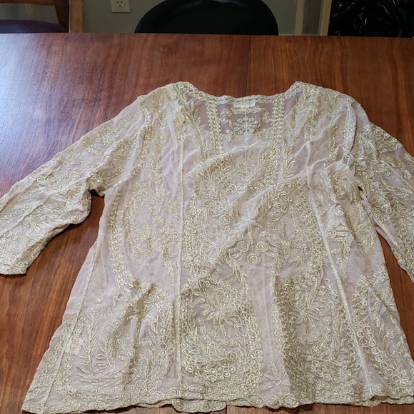 Gold and Dust Pink Overlay Shirt - Picture 3 of 3